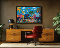 Vibrant abstract canvas art featuring rich colors, perfect as African American wall art for modern home decor.