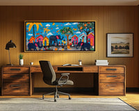 Colorful abstract canvas art featuring vibrant shapes, perfect for adding a modern touch to your space as african american wall art.