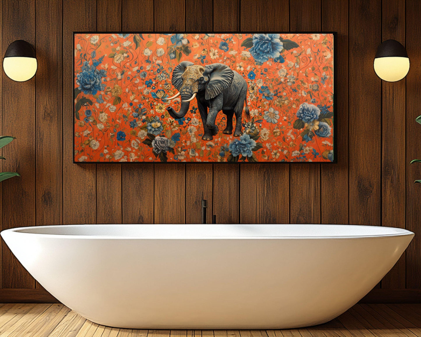 Floral Elephant Art | Majestic Canvas Print with Bold Colors