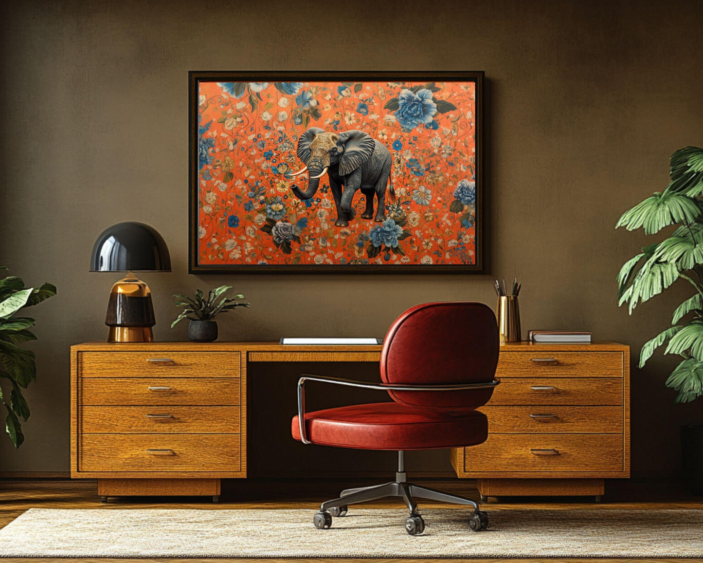 Floral Elephant Art | Majestic Canvas Print with Bold Colors