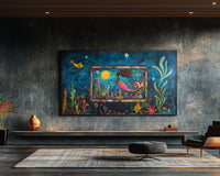 Colorful abstract African American wall art featuring vibrant shapes and patterns, perfect for enhancing any room's decor.