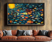 Alternate view of Folk Mermaid Caribbean wall art canvas print