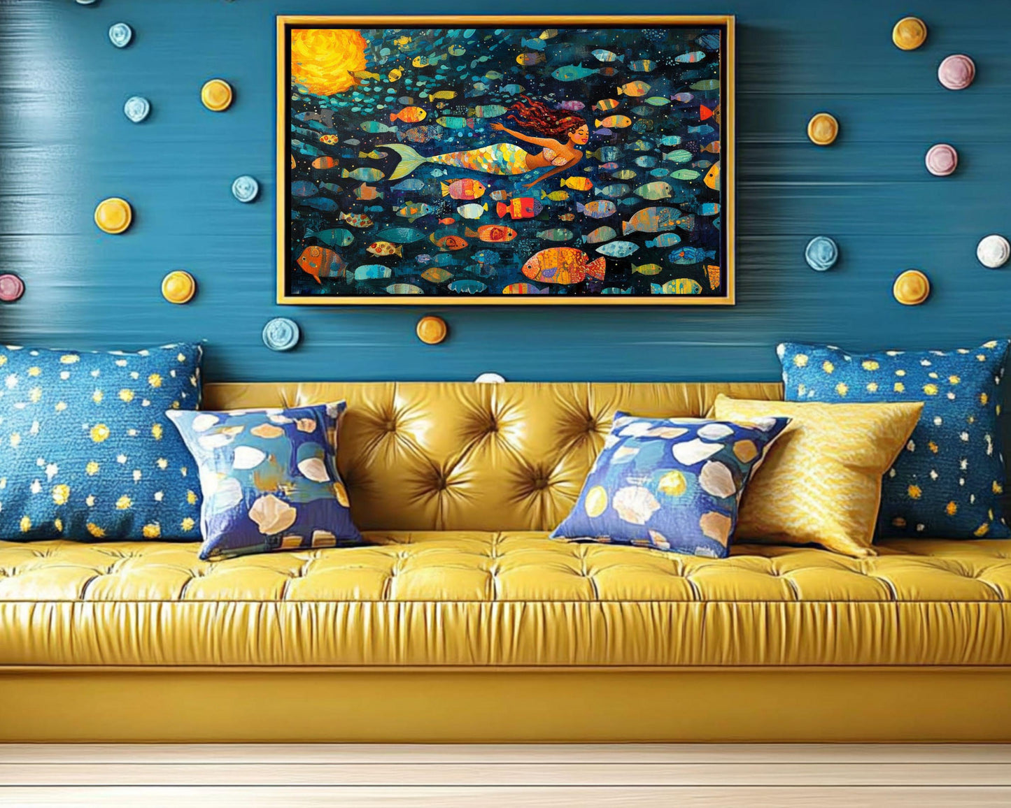 Cheerful Mermaid Canvas | Vibrant Underwater Wall Art