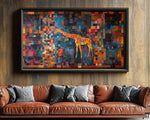 Giraffe African American Patchwork Quilt Canvas Art