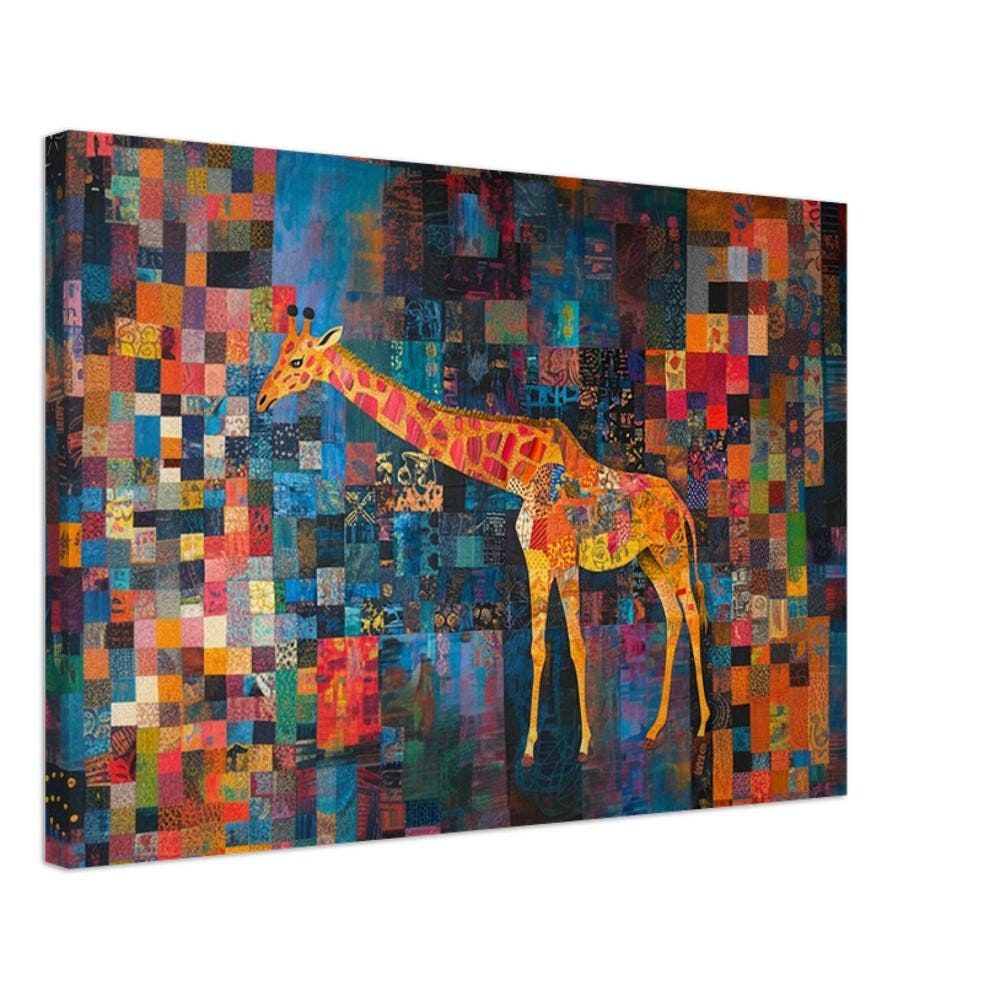 Patchwork Giraffe Canvas | Vibrant Quilt-Inspired Wall Art