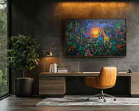 Vibrant abstract canvas art featuring bold colors, ideal as striking African American wall art for modern decor.