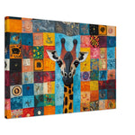 Colorful Giraffe African American Wall Art Canvas