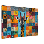 Colorful Giraffe African American canvas print by MoomZee Artwork