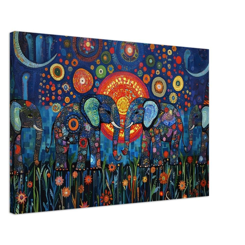 Elephants African American Mosaic Sky Canvas Art