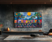 Haitian Folk Elephants in a Village Caribbean wall art for home decor