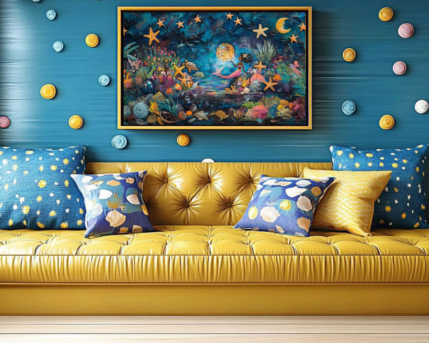 Playful Mermaid Canvas Art | Vibrant Underwater Scene