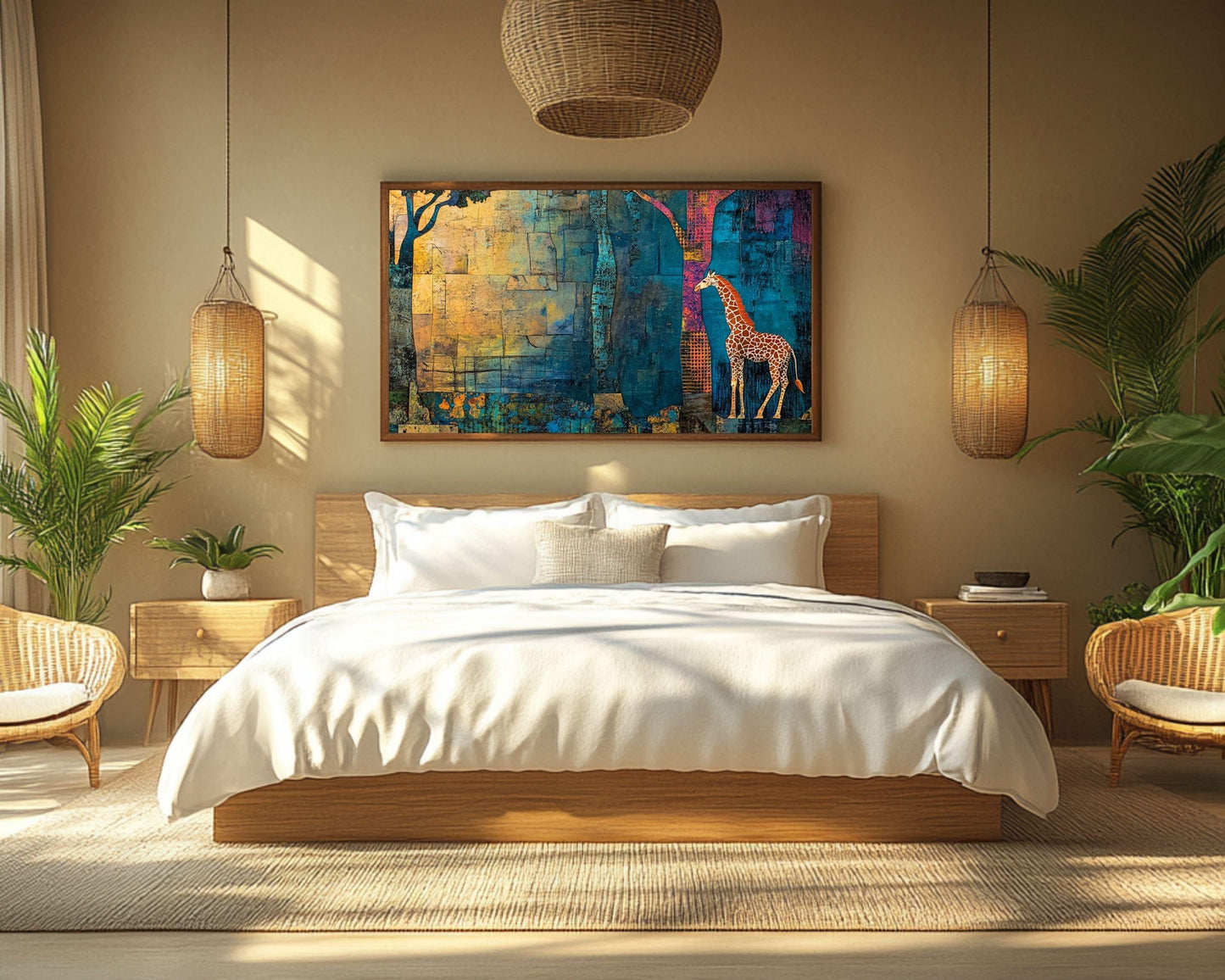 Abstract Giraffe Canvas Print - Modern Collage Wall Art Decor