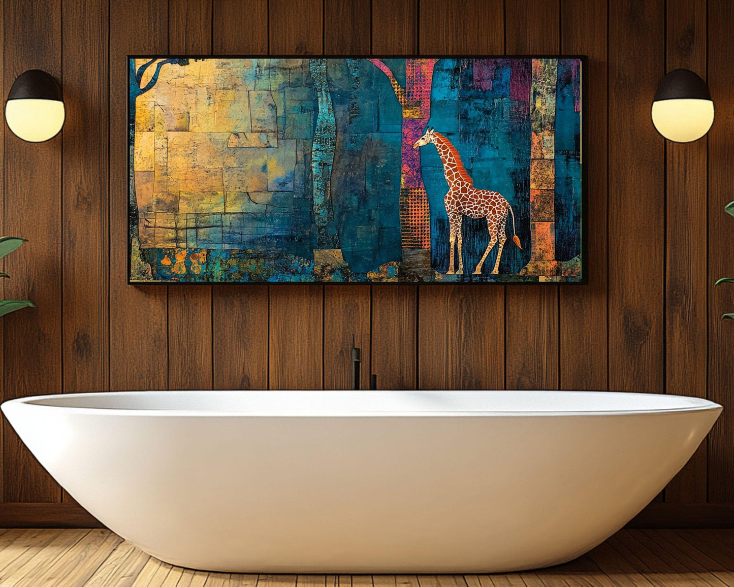 Abstract Giraffe Canvas Print - Modern Collage Wall Art Decor