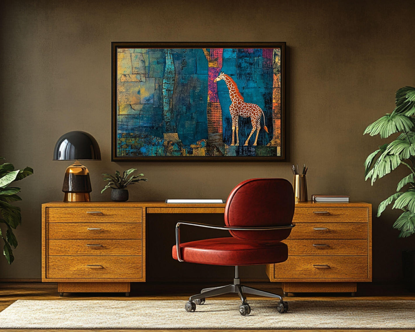 Abstract Giraffe Canvas Print - Modern Collage Wall Art Decor