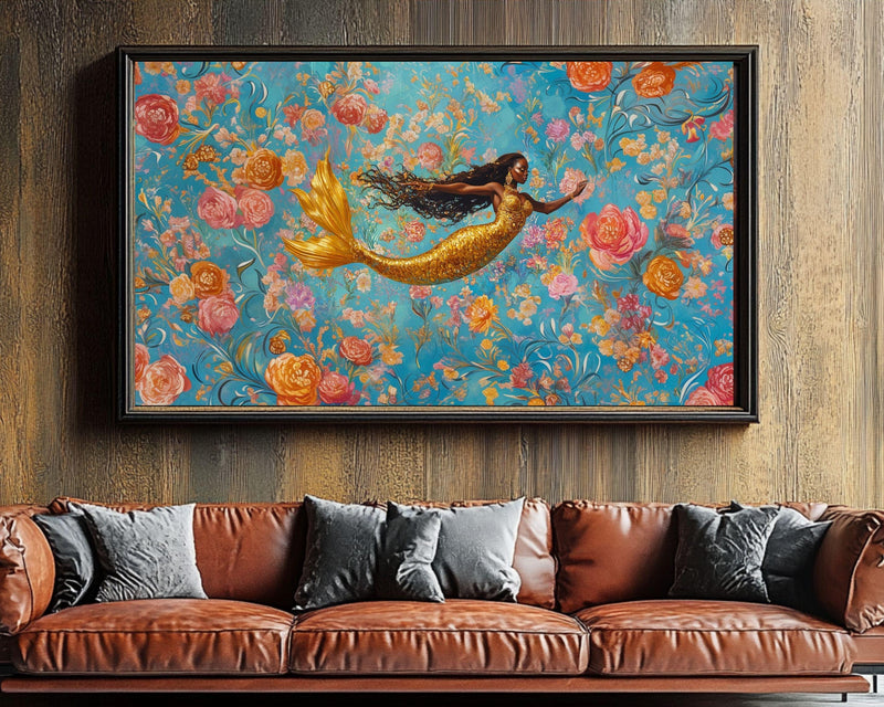 Regal Black Mermaid African American Wall Art