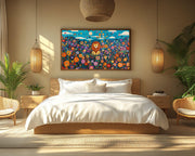 Smiling Lion Colorful African American canvas print artwork view