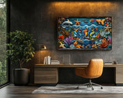 Haitian Mermaid Music Black Caribbean cultural wall decor print by MoomZee Artwork