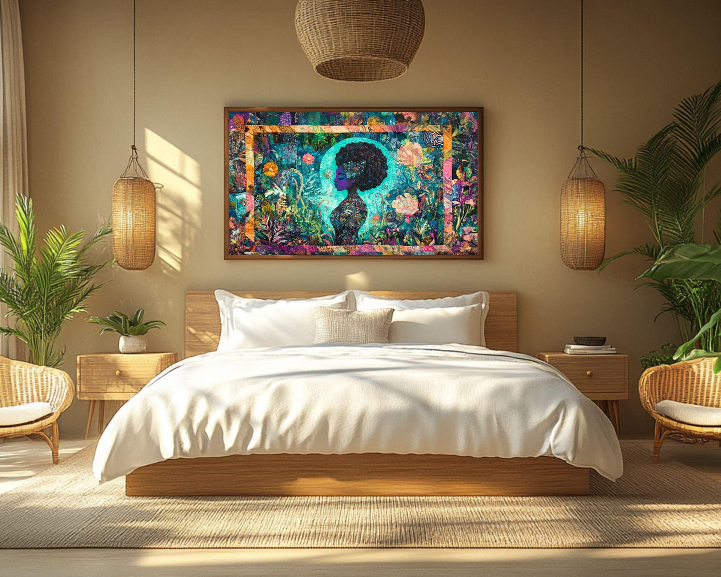 Afrocentric Canvas Print - Vibrant Floral Abstract Wall Art - Living Room or Bedroom Wall Art