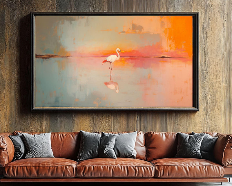 Sunset Flamingo African American Wall Art Canvas Print