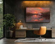 Wetlands Flamingo cultural wall decor print by MoomZee Artwork