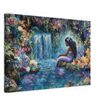 Black Mermaid Waterfall African American Wall Art Canvas