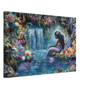 Black Mermaid Waterfall Caribbean wall art canvas print by MoomZee Artwork
