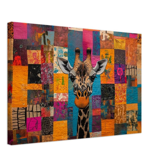 Colorful Giraffe Canvas Art - Vibrant Patchwork Wall Decor