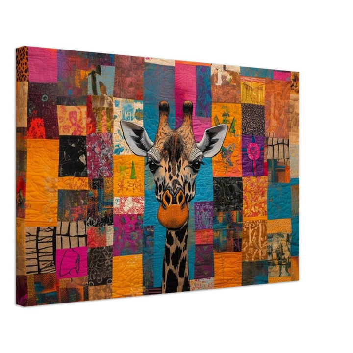 Colorful Giraffe Black African American canvas print by MoomZee Artwork