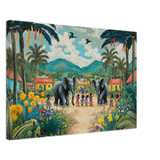 Village Celebration Elephant Caribbean wall art artwork by MoomZee Artwork