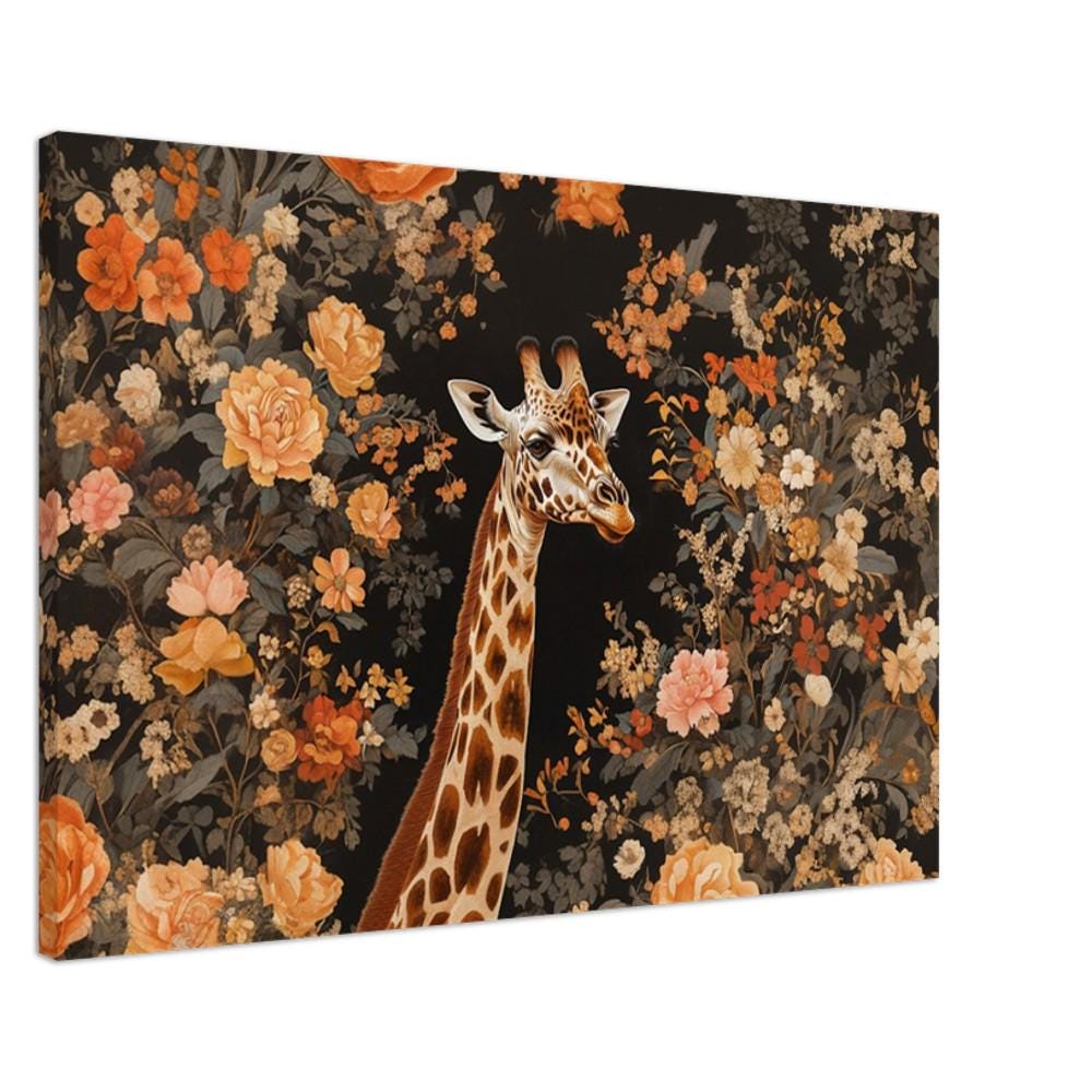 Elegant giraffe canvas art showcasing African American culture and nature, perfect for adding style to any space.
