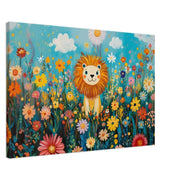 Cheerful Lion for Kids Black children wall art canvas print by MoomZee Artwork