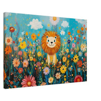 Cheerful lion canvas art, vibrant african american wall art perfect for kids' rooms.