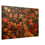 Regal Giraffe Black Wall Art Afrocentric Floral Canvas Print