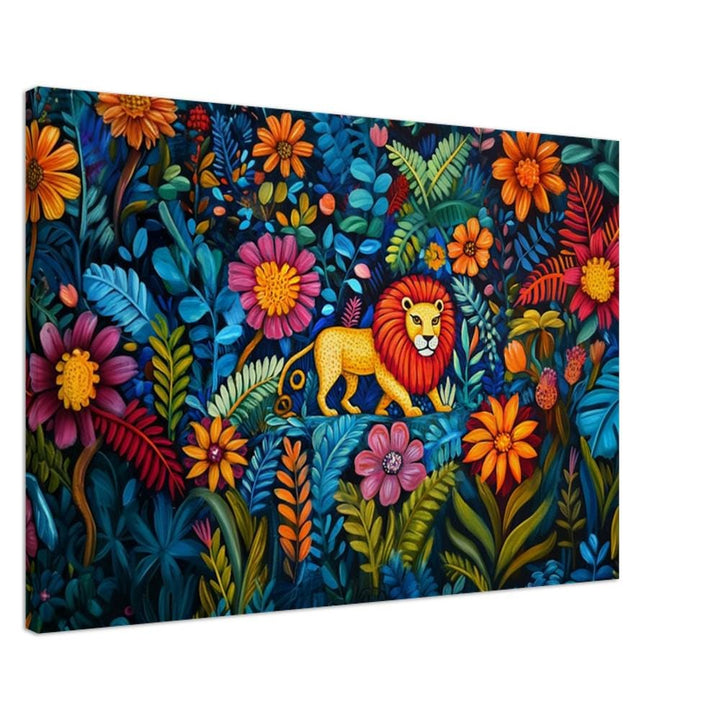 Bold Lion Black Caribbean wall art canvas print by MoomZee Artwork