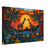 Black Giraffes Wildlife Caribbean wall art canvas print by MoomZee Artwork