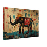 Vibrant graffiti-style crown elephant canvas art, a striking piece of African American wall art.
