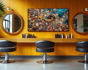 Close-up of Black Mermaid Caribbean wall art detail