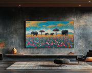 Elephant Family Black African American canvas print for home decor
