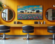 Elephant Family Black African American canvas print artwork view