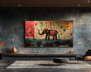 Graffiti Crown Elephant Affordable Black African American canvas print for home decor