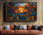 Alternate view of Black Giraffes Wildlife Caribbean wall art canvas print