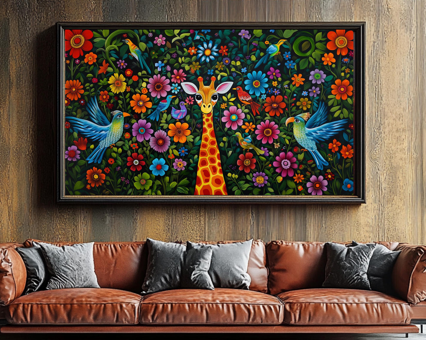 Haitian Giraffe Canvas Print | Vibrant Wildlife Wall Art | Tropical Decor