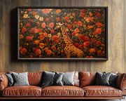 Alternate view of Regal Giraffe Black Floral Caribbean wall art canvas print
