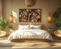 Bold and vibrant African American wall art featuring a striking abstract design in rich colors on canvas.