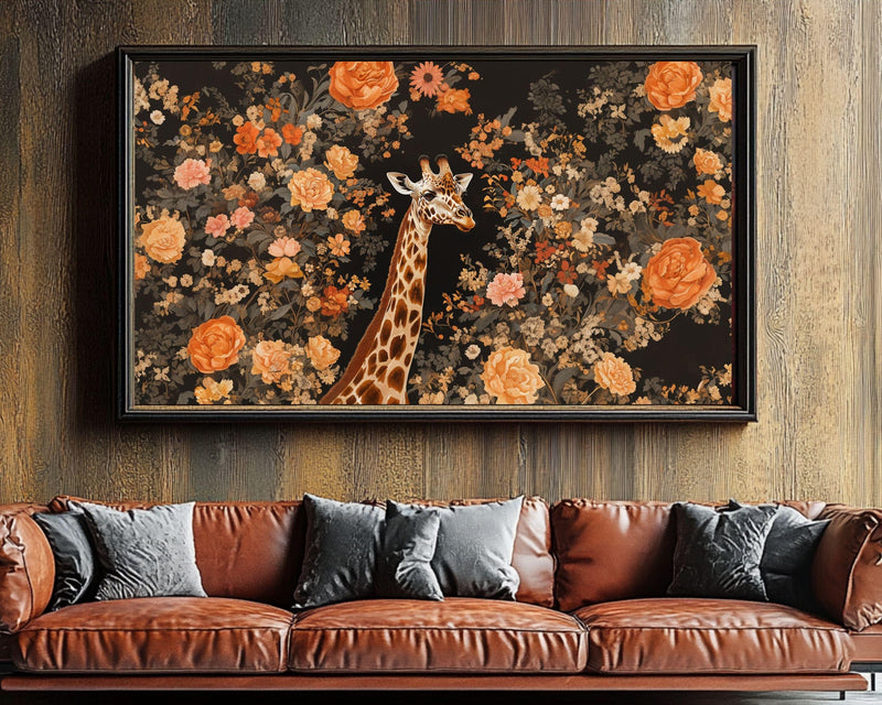 Elegant Giraffe African American Wall Art Nature Canvas Print