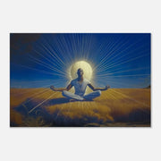 Moonlit Meditative Black Man African American wall art canvas print by MoomZee Artwork