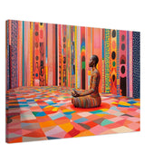 Meditative Black Man abstract wall art, showcasing African American wall art in vibrant colors and thoughtful expression.