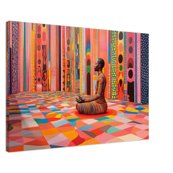 Meditative Black Man abstract wall art, showcasing African American wall art in vibrant colors and thoughtful expression.