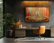 Colorful Meditative Black Woman cultural wall decor print by MoomZee Artwork