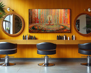 Colorful Meditative Black Woman African American wall art canvas print by MoomZee Artwork